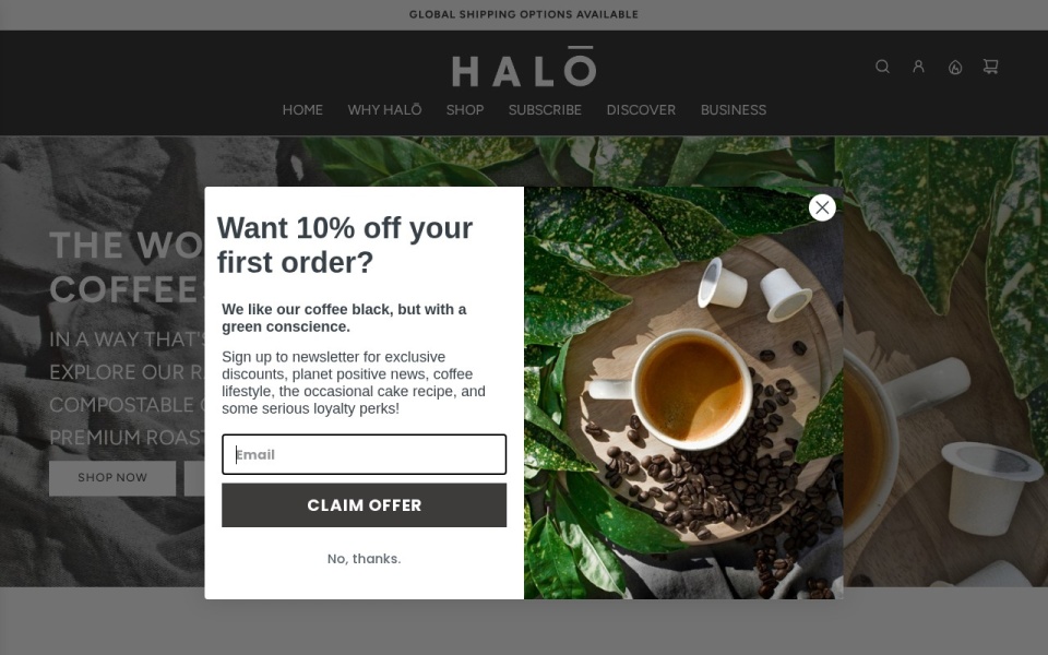 Halo Coffee — Shopify e-commerce store optimised for conversions